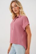 Oversize Kısa Kol Gömlek 20322 - Pembe resmi